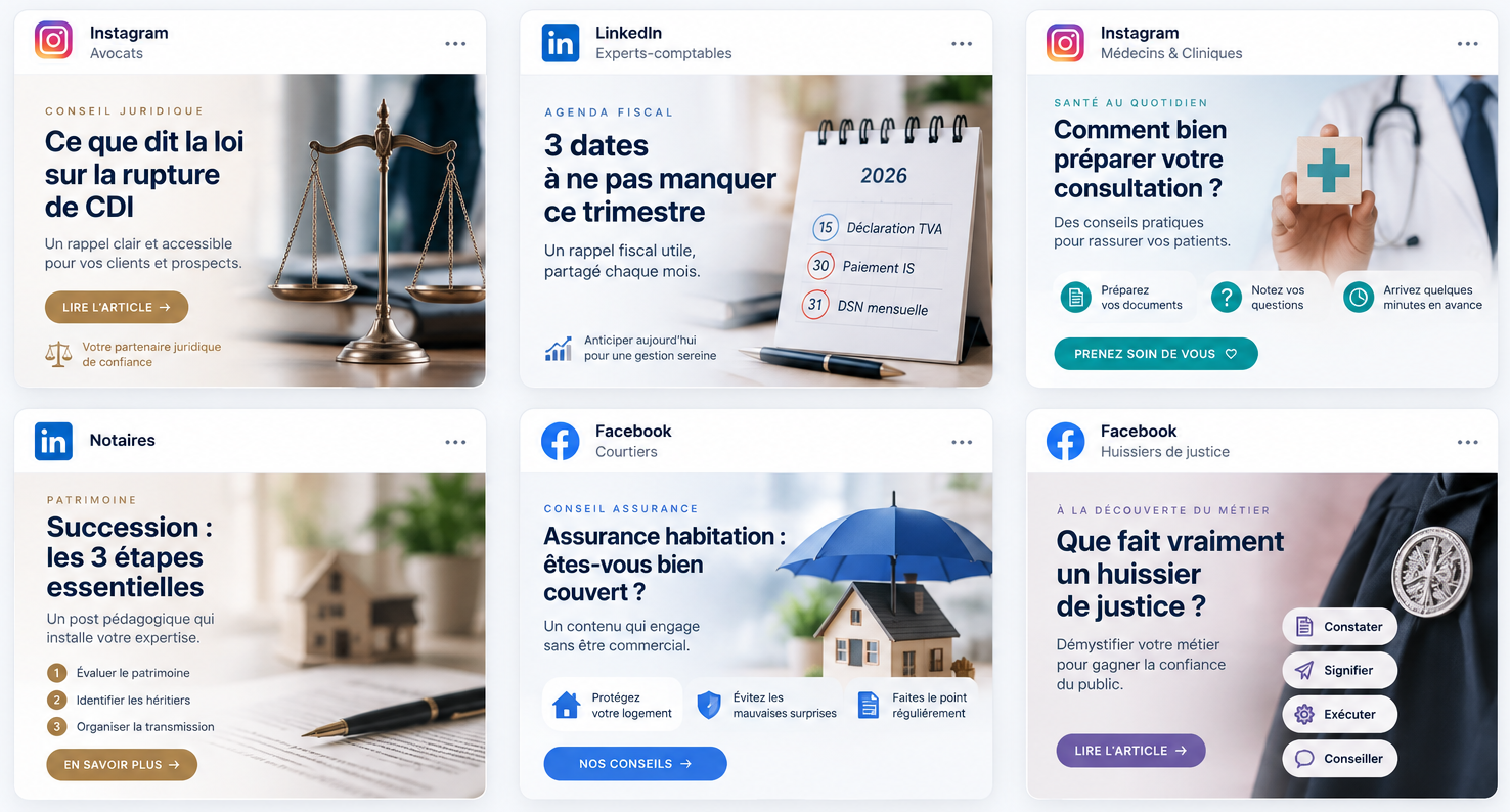 Exemples de publications So'Com par métier